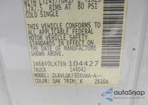 2014 Nissan Nv Cargo Nv2500 Hd S V6 из США, поврежденный, VIN 1N6BF0LX7EN104427